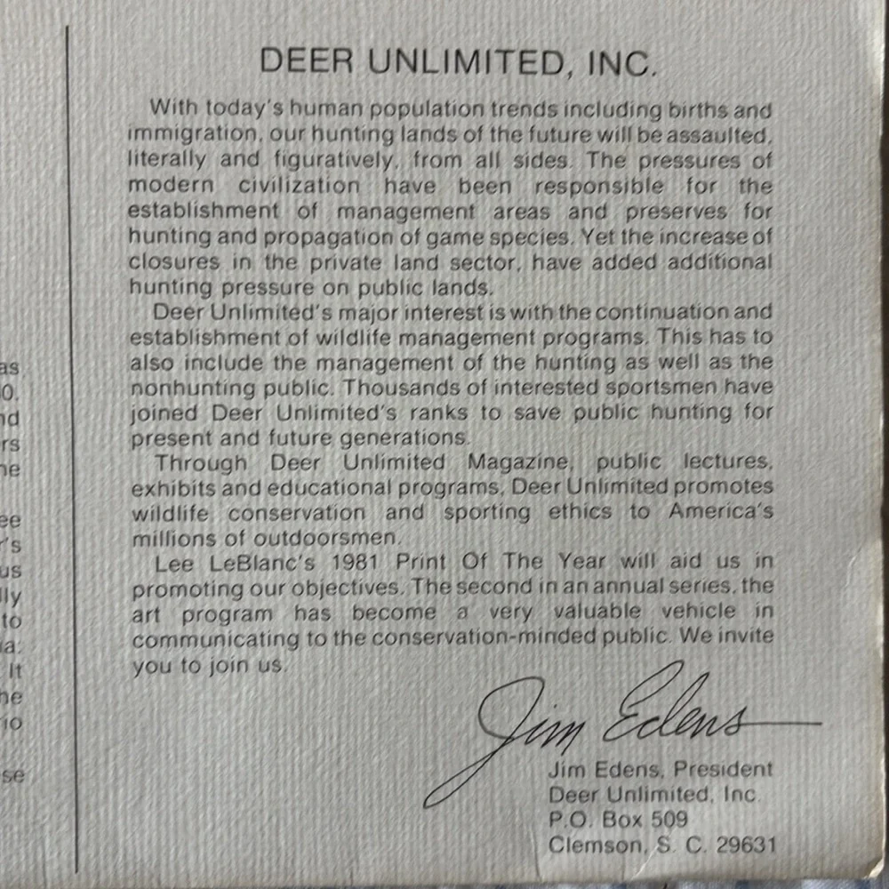 Lee Le Blanc 1981 Northern Woodland Whitetail Stamp, Print, Signed, Numbered - Picture 7 of 12